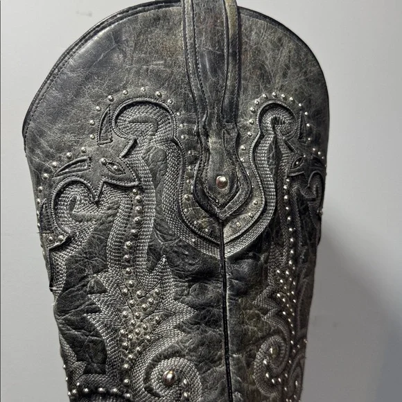 Vintage Corral Cowboy Boots Gray Leather Silver Studs Women's Size 10 - Picture 4 of 16